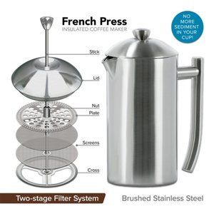 Frieling Brushed Finish French Press 36 fl. oz. (#0144). Double -walled.